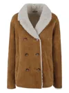 Enes Double-breasted Shearling-collar Coat In Brown