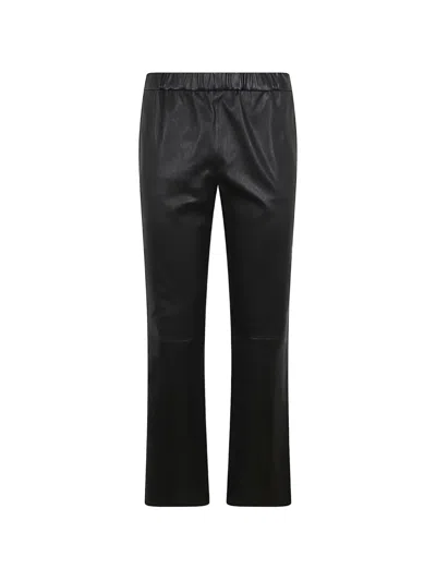 Enes Elasticated-waist Leather Trousers In Black
