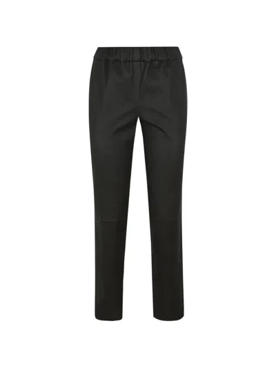 Enes Elasticated-waist Leather Trousers In Black