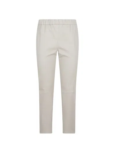 Enes Elasticated-waistband Leather Trousers In Gray