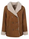 Enes Stylish Leather Jacket With Contrast Fur Lapels In Brown