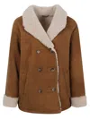 Enes Stylish Leather Jacket With Contrast Fur Lapels In Brown
