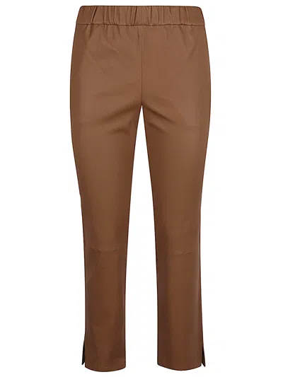 Enes Leather Trousers In Camel