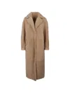 Enes Allegra Leather Long Coat In Burgundy
