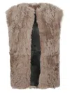 Enes Faux Fur Sleeveless Vest For Women In Brown