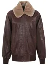 Enes Dark Brown Vivienne Leather Jacket In Brown