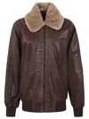 Enes Vivienne Luxe Leather Jacket In Brown