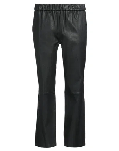 Enes Woman Pants Black Size 8 Lambskin, Elastane
