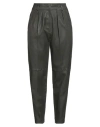 Enes Woman Pants Dark Green Size 10 Lambskin, Elastane In Green