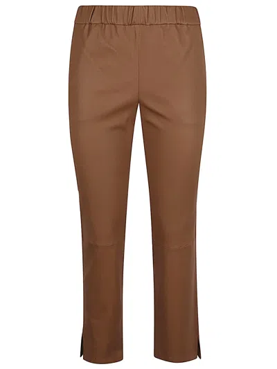 Enes Leather Trousers In Brown