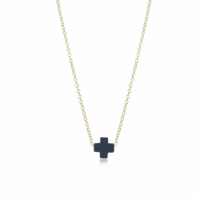 Enewton Signature Cross 16" Necklace In Gold In Black