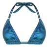 Enez Swim Women's Blue Eden Triangle Bikini Top - Glitter Aqua In Blue