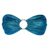 Enez Swim Women's Blue Frida Bandeau Bikini Top - Glitter Aquamarine In Blue