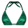 Enez Swim Women's Eden Triangle Bikini Top - Glitter Green In Green