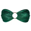 Enez Swim Women's Frida Bandeau Bikini Top - Glitter Green In Green