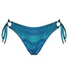 Enez Swim Women's Green / Blue Eden Adjustable Scrunch Bikini Bottom - Glitter Aqua In Green/blue