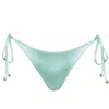 Enez Swim Women's Green Nova Scrunch Bikini Bottoms - Glitter Mint In Green