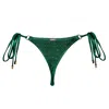 Enez Swim Women's Mira Thong Bikini Bottoms - Glitter Green In Green