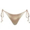 Enez Swim Women's Neutrals / Gold Nova Scrunch Bikini Bottoms - Glitter Gold In Gold