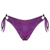Enez Swim Women's Pink / Purple Eden Adjustable Scrunch Bikini Bottom - Glitter Berry In Pink/purple