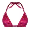 Enez Swim Women's Pink / Purple Eden Triangle Bikini Top - Candy Pink Glitter In Pink/purple