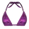 Enez Swim Women's Pink / Purple Eden Triangle Bikini Top - Glitter Berry In Pink/purple