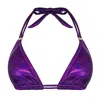 Enez Swim Women's Pink / Purple Eden Triangle Bikini Top - Glitter Grape In Pink/purple