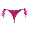 Enez Swim Women's Pink / Purple Mira Thong Bikini Bottoms - Candy Pink Glitter In Pink/purple