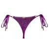 Enez Swim Women's Pink / Purple Mira Thong Bikini Bottoms - Glitter Berry