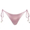 Enez Swim Women's Pink / Purple Nova Scrunch Bikini Bottoms - Glitter Pink In Pink/purple