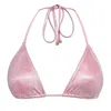 Enez Swim Women's Pink / Purple Nova Triangle Bikini Top - Glitter Pink In Pink/purple