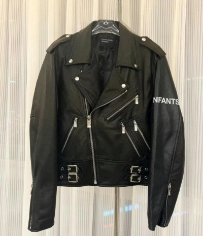 Pre-owned Enfants Riches Deprimes Arm Letter Logo Leather Jacket In Black