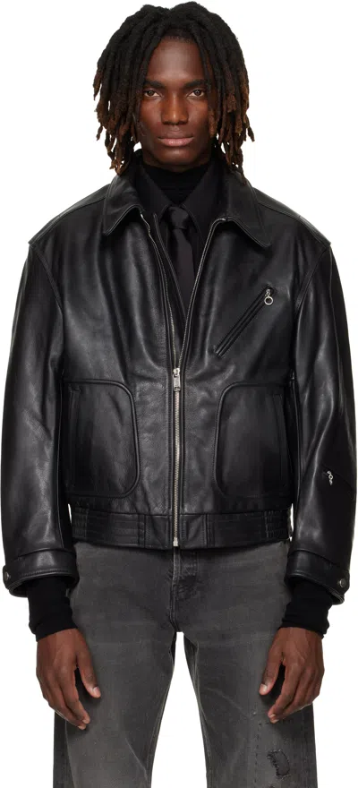 Enfants Riches Deprimes Black 'combattimento' Leather Jacket