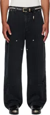 Enfants Riches Deprimes Straight-leg Distressed Panelled Herringbone Denim Trousers