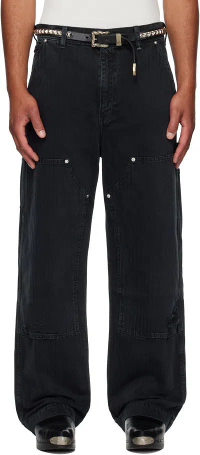 Enfants Riches Deprimes Black Double Knee Paint Denim Trousers