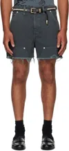 Enfants Riches Deprimes Slim-fit Distressed Herringbone Denim Shorts In Black