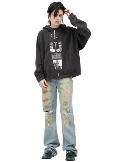 Enfants Riches Deprimes Black Hoodie With Patches In Gray