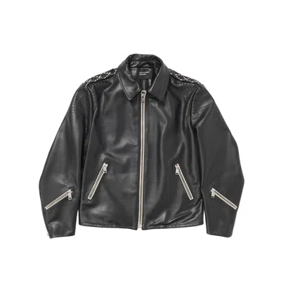 Enfants Riches Deprimes Black Leather Jacket In Multi