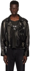 ENFANTS RICHES DEPRIMES BLACK ROSE BUCKLE LEATHER JACKET