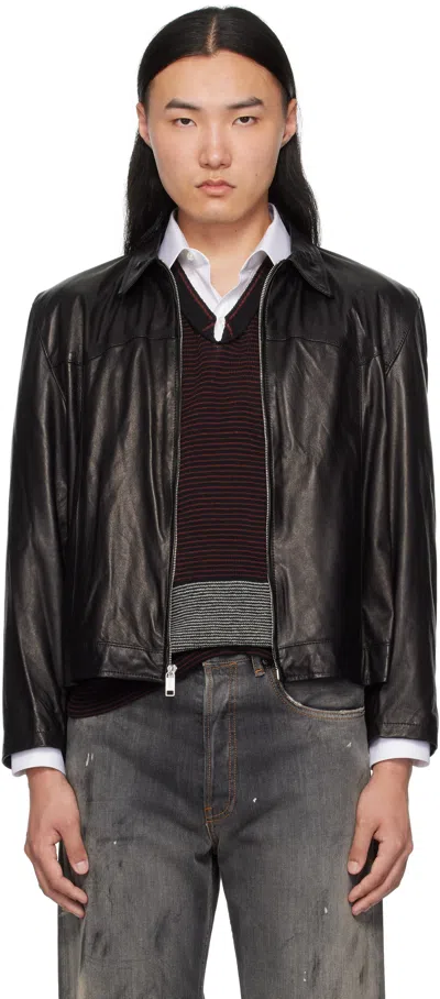 Enfants Riches Deprimes Black Western Sharp Shoulder Leather Jacket