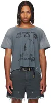 Enfants Riches Deprimes Blue Vintage-effect T-shirt With Print And Distressing