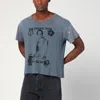 Enfants Riches Deprimes Blue Vintage-effect T-shirt With Print And Distressing In Gray