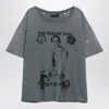 Enfants Riches Deprimes Blue Vintage-effect T-shirt With Print And Distressing In Gray