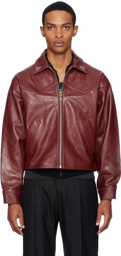 Enfants Riches Deprimes Burgundy 'principe De L'amour' Western Leather Jacket In Multi
