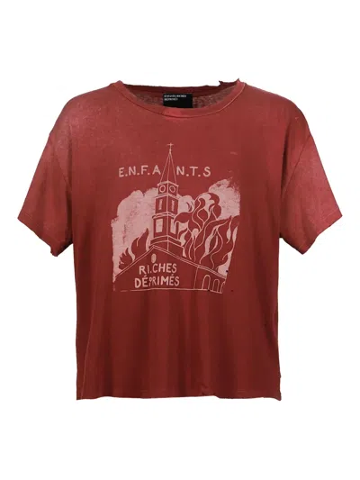 Enfants Riches Deprimes Burning Church Graphic-print Distressed T-shirt In Red
