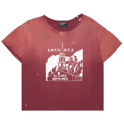 Pre-owned Enfants Riches Deprimes Enfants Riches Déprimés Burning Church T-shirt 'dark Scarlet' | Red | Men's Size Xxl