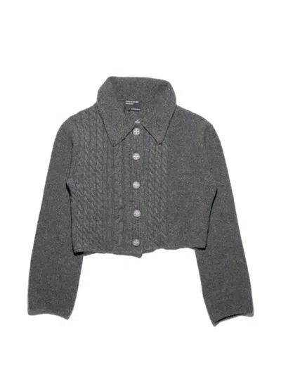 Enfants Riches Deprimes Cable Knit Cropped Cardigan In Gray