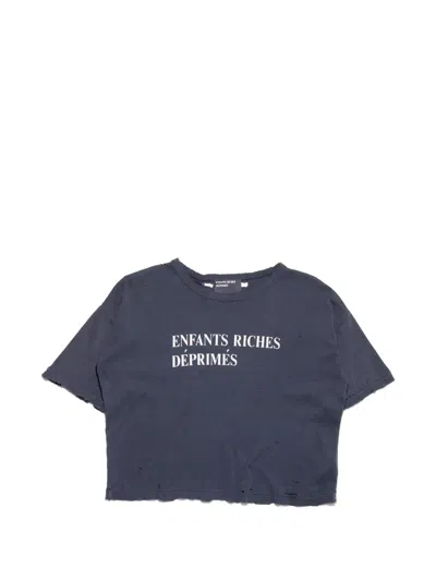 Enfants Riches Deprimes Classic Logo-print Distressed T-shirt In Blue