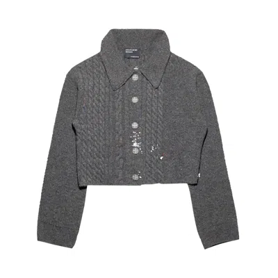 Pre-owned Enfants Riches Deprimes Enfants Riches Déprimés Collared Cropped Tweed Cardigan 'grey' | Women's Size M