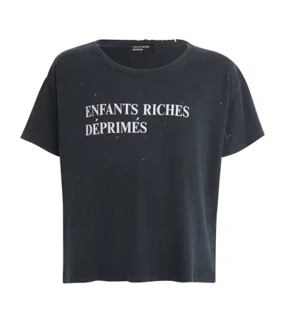 Enfants Riches Deprimes Cotton Distressed Logo T-shirt In Black